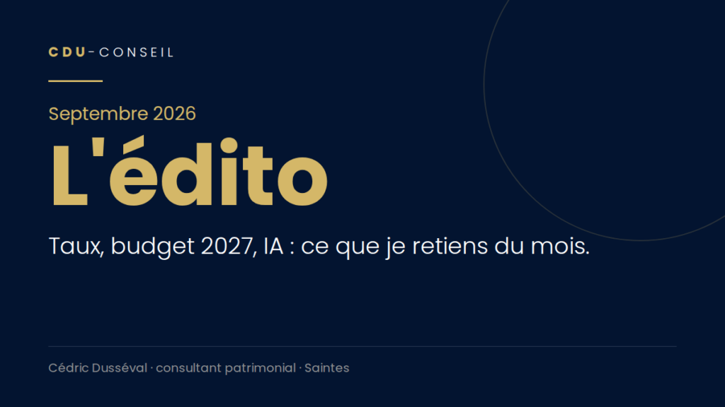 L'édito de septembre 2026 de Cédric Dusséval